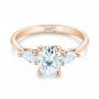 14k Rose Gold 14k Rose Gold Custom Three Stone Diamond Engagement Ring - Flat View -  103035 - Thumbnail