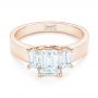 18k Rose Gold 18k Rose Gold Custom Three Stone Diamond Engagement Ring - Flat View -  103154 - Thumbnail