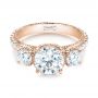 14k Rose Gold 14k Rose Gold Custom Three-stone Diamond Engagement Ring - Flat View -  103214 - Thumbnail