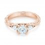 18k Rose Gold 18k Rose Gold Custom Three Stone Diamond Engagement Ring - Flat View -  103349 - Thumbnail