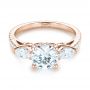 14k Rose Gold 14k Rose Gold Custom Three Stone Diamond Engagement Ring - Flat View -  103354 - Thumbnail