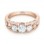 14k Rose Gold 14k Rose Gold Custom Three Stone Diamond Engagement Ring - Flat View -  103426 - Thumbnail