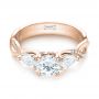 18k Rose Gold 18k Rose Gold Custom Three Stone Diamond Engagement Ring - Flat View -  103503 - Thumbnail