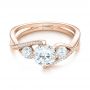 18k Rose Gold 18k Rose Gold Custom Three Stone Diamond Engagement Ring - Flat View -  103655 - Thumbnail