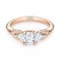 14k Rose Gold 14k Rose Gold Custom Three Stone Diamond Engagement Ring - Flat View -  103839 - Thumbnail