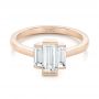 18k Rose Gold 18k Rose Gold Custom Three Stone Diamond Engagement Ring - Flat View -  104826 - Thumbnail
