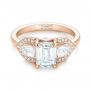 18k Rose Gold 18k Rose Gold Custom Three Stone Diamond Engagement Ring - Flat View -  104830 - Thumbnail