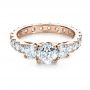 14k Rose Gold 14k Rose Gold Custom Three Stone Diamond Engagement Ring - Flat View -  1129 - Thumbnail