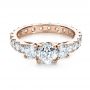 14k Rose Gold 14k Rose Gold Custom Three Stone Diamond Engagement Ring - Flat View -  1129 - Thumbnail