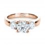 18k Rose Gold 18k Rose Gold Custom Three Stone Diamond Engagement Ring - Flat View -  1156 - Thumbnail