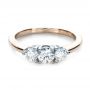 18k Rose Gold And 18K Gold 18k Rose Gold And 18K Gold Custom Three Stone Diamond Engagement Ring - Flat View -  1196 - Thumbnail