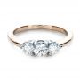 14k Rose Gold And Platinum 14k Rose Gold And Platinum Custom Three Stone Diamond Engagement Ring - Flat View -  1196 - Thumbnail