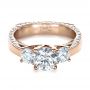 14k Rose Gold 14k Rose Gold Custom Three Stone Diamond Engagement Ring - Flat View -  1393 - Thumbnail