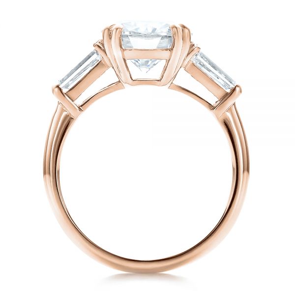 14k Rose Gold 14k Rose Gold Custom Three Stone Diamond Engagement Ring - Front View -  100161