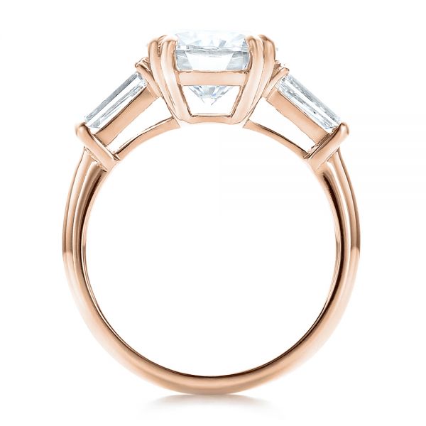 18k Rose Gold 18k Rose Gold Custom Three Stone Diamond Engagement Ring - Front View - 100161
