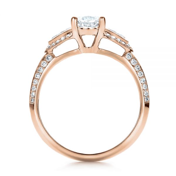 14k Rose Gold 14k Rose Gold Custom Three Stone Diamond Engagement Ring - Front View -  100279