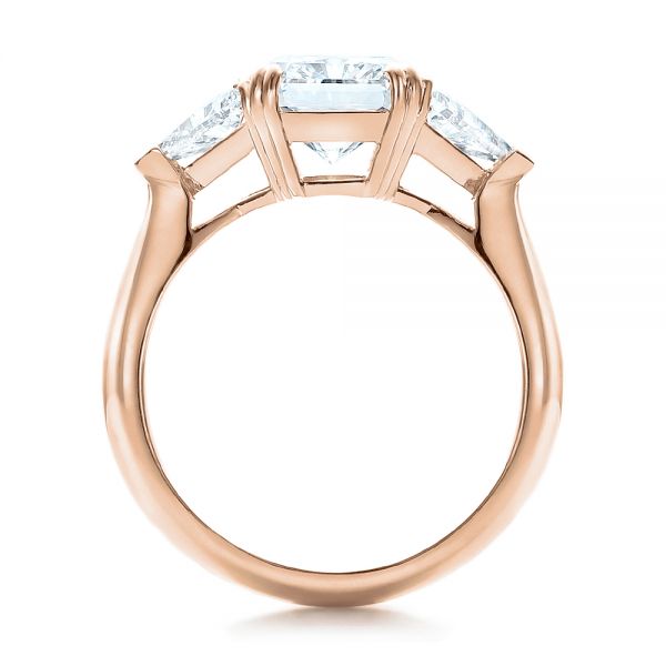 14k Rose Gold 14k Rose Gold Custom Three Stone Diamond Engagement Ring - Front View -  100803