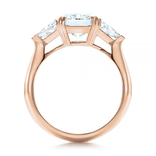 14k Rose Gold 14k Rose Gold Custom Three Stone Diamond Engagement Ring - Front View - 100803