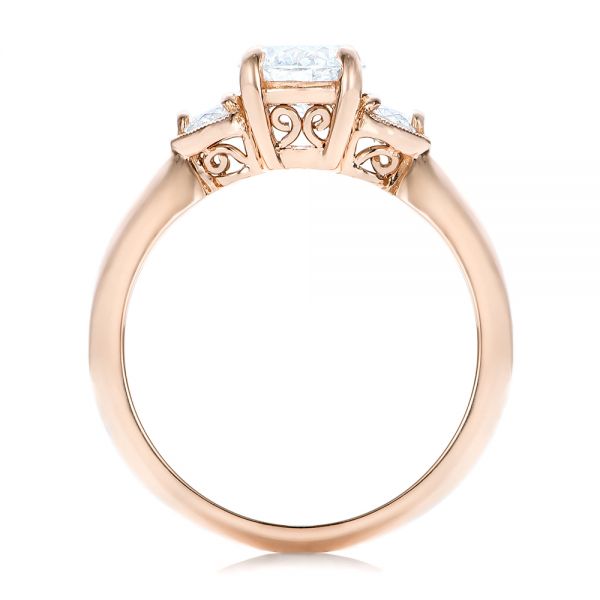 18k Rose Gold 18k Rose Gold Custom Three Stone Diamond Engagement Ring - Front View - 102039