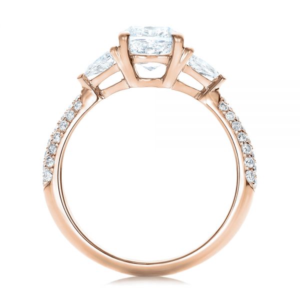 18k Rose Gold 18k Rose Gold Custom Three Stone Diamond Engagement Ring - Front View -  102091