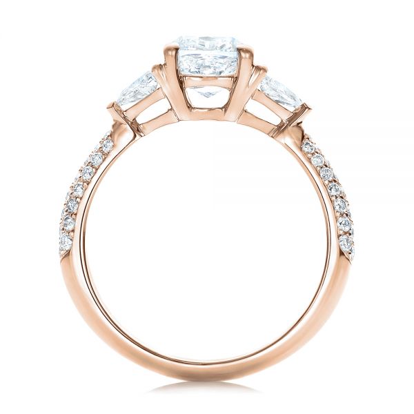 14k Rose Gold 14k Rose Gold Custom Three Stone Diamond Engagement Ring - Front View - 102091