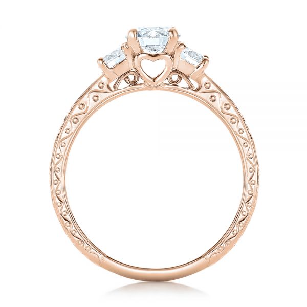 14k Rose Gold 14k Rose Gold Custom Three-stone Diamond Engagement Ring - Front View -  102131