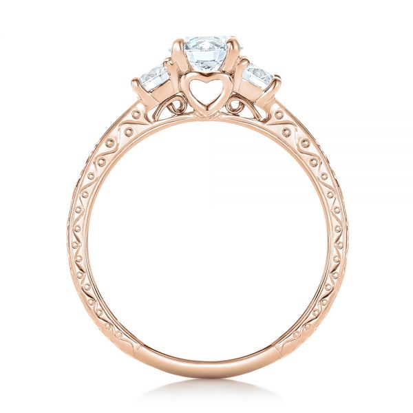 14k Rose Gold 14k Rose Gold Custom Three-stone Diamond Engagement Ring - Front View - 102131