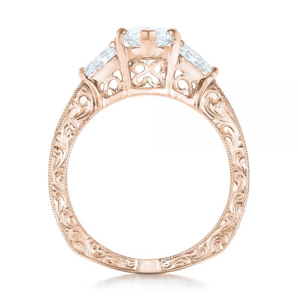 14k Rose Gold 14k Rose Gold Custom Three Stone Diamond Engagement Ring - Front View -  102353