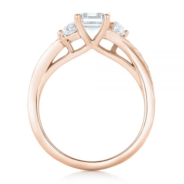 18k Rose Gold 18k Rose Gold Custom Three Stone Diamond Engagement Ring - Front View -  102391