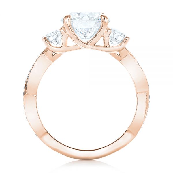 14k Rose Gold 14k Rose Gold Custom Three Stone Diamond Engagement Ring - Front View -  102465