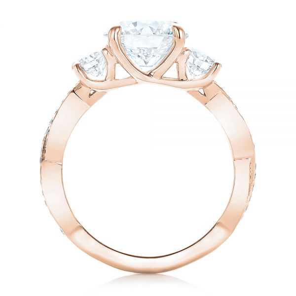 14k Rose Gold 14k Rose Gold Custom Three Stone Diamond Engagement Ring - Front View - 102465