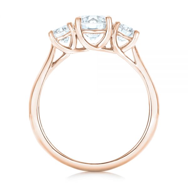 18k Rose Gold 18k Rose Gold Custom Three Stone Diamond Engagement Ring - Front View -  102540