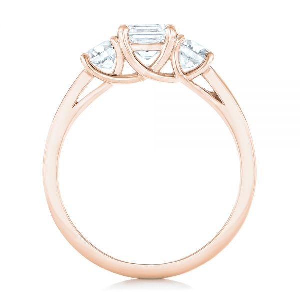 14k Rose Gold 14k Rose Gold Custom Three Stone Diamond Engagement Ring - Front View -  102781