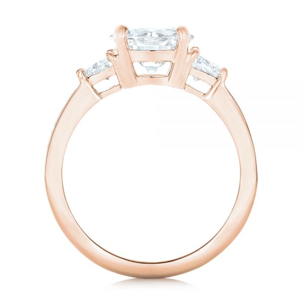 14k Rose Gold 14k Rose Gold Custom Three Stone Diamond Engagement Ring - Front View -  102807