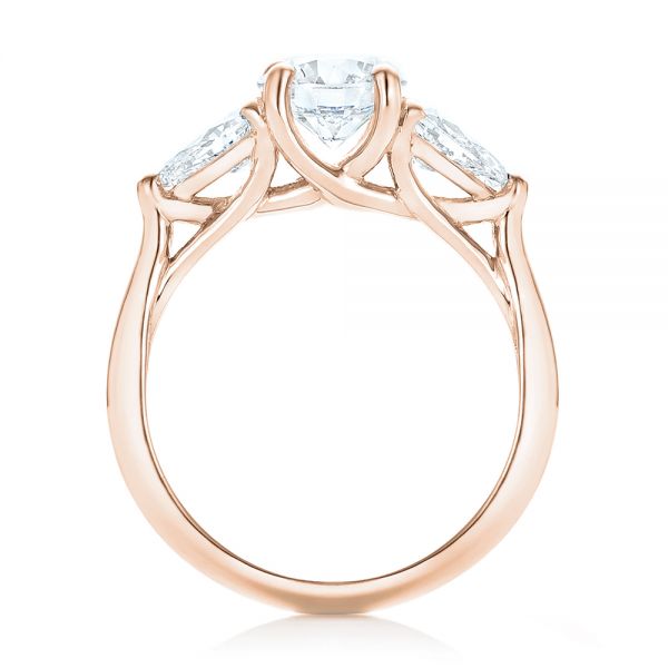 14k Rose Gold 14k Rose Gold Custom Three Stone Diamond Engagement Ring - Front View - 102898
