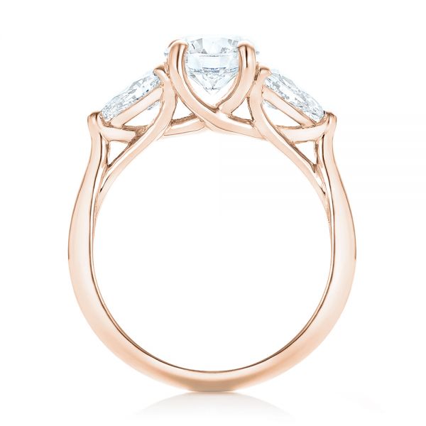 18k Rose Gold 18k Rose Gold Custom Three Stone Diamond Engagement Ring - Front View -  102898