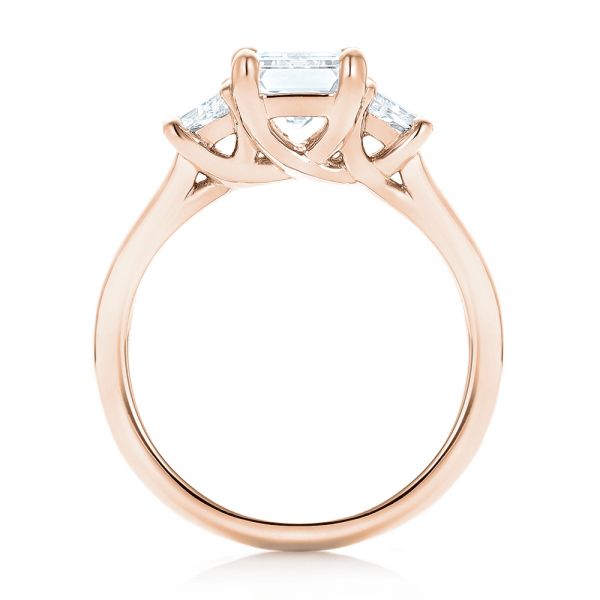 18k Rose Gold 18k Rose Gold Custom Three Stone Diamond Engagement Ring - Front View -  102899
