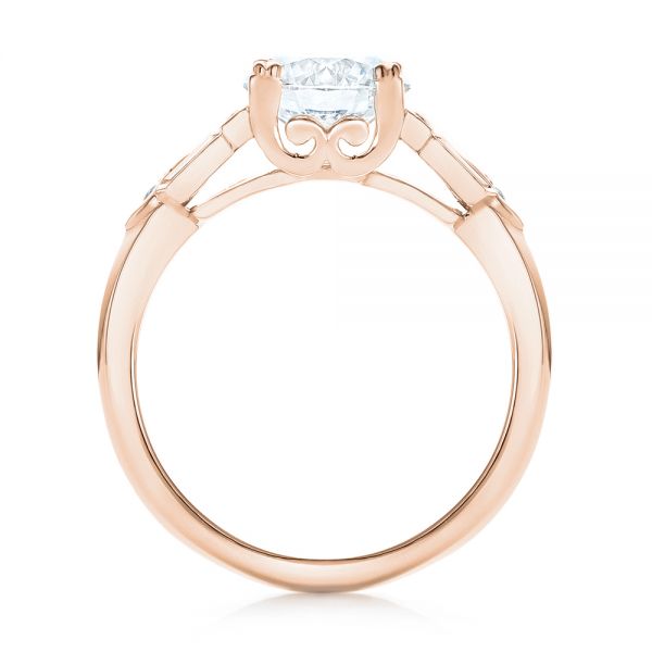 18k Rose Gold 18k Rose Gold Custom Three Stone Diamond Engagement Ring - Front View -  102945