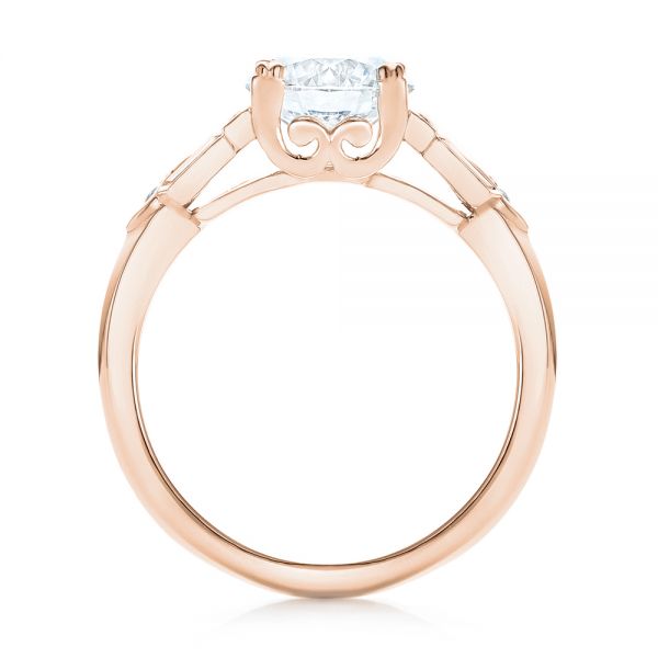 14k Rose Gold 14k Rose Gold Custom Three Stone Diamond Engagement Ring - Front View - 102945