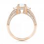 18k Rose Gold 18k Rose Gold Custom Three Stone Diamond Engagement Ring - Front View -  103004 - Thumbnail