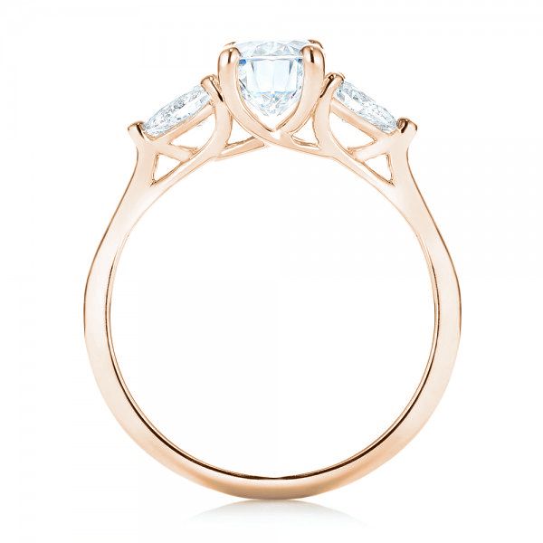 14k Rose Gold 14k Rose Gold Custom Three Stone Diamond Engagement Ring - Front View -  103035