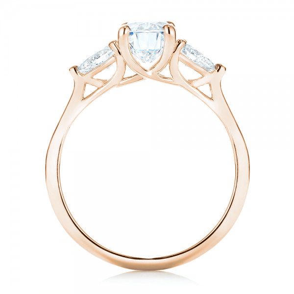 18k Rose Gold 18k Rose Gold Custom Three Stone Diamond Engagement Ring - Front View - 103035