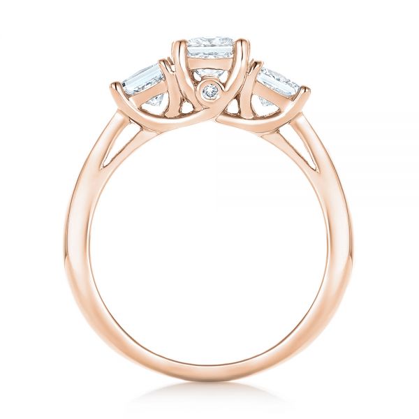18k Rose Gold 18k Rose Gold Custom Three Stone Diamond Engagement Ring - Front View -  103135