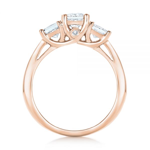 18k Rose Gold 18k Rose Gold Custom Three Stone Diamond Engagement Ring - Front View - 103135