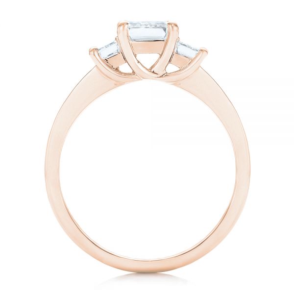 18k Rose Gold 18k Rose Gold Custom Three Stone Diamond Engagement Ring - Front View -  103154