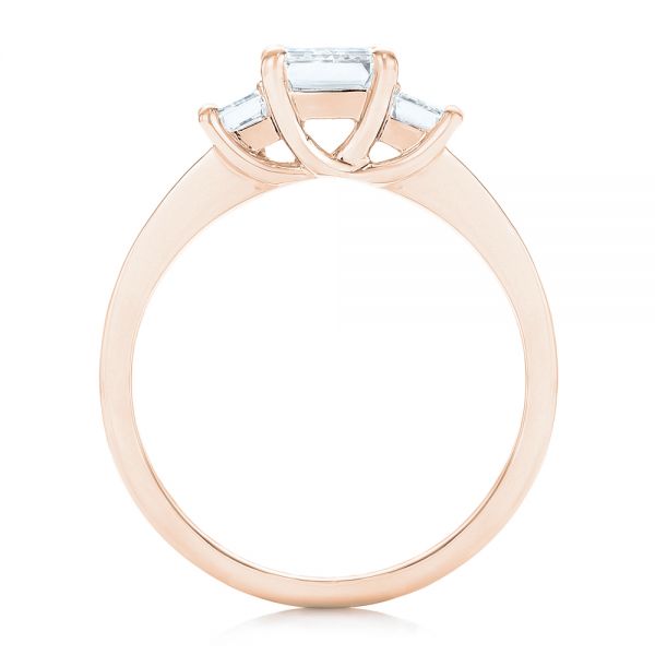 14k Rose Gold 14k Rose Gold Custom Three Stone Diamond Engagement Ring - Front View -  103154