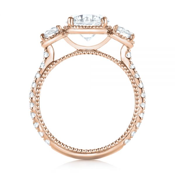 14k Rose Gold 14k Rose Gold Custom Three-stone Diamond Engagement Ring - Front View -  103214