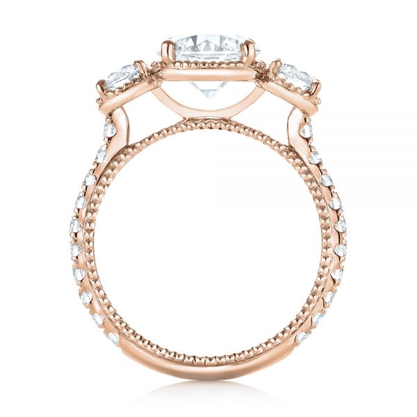 18k Rose Gold 18k Rose Gold Custom Three-stone Diamond Engagement Ring - Front View - 103214