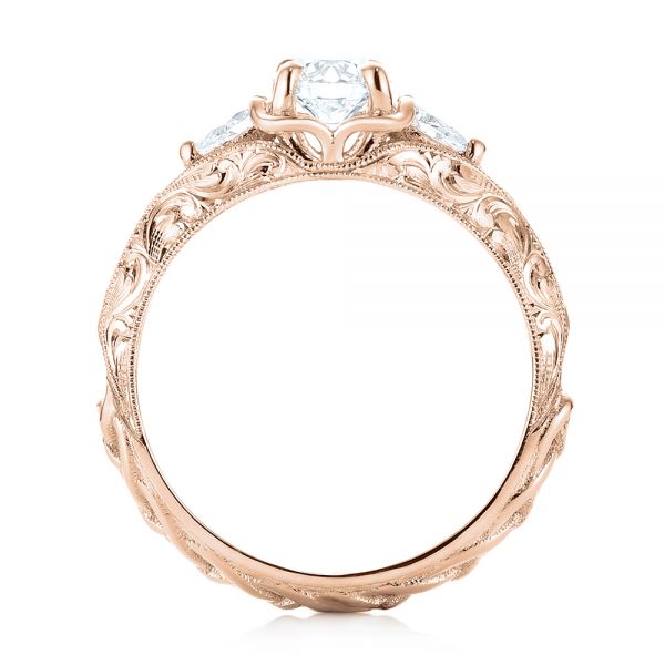 14k Rose Gold 14k Rose Gold Custom Three Stone Diamond Engagement Ring - Front View -  103349