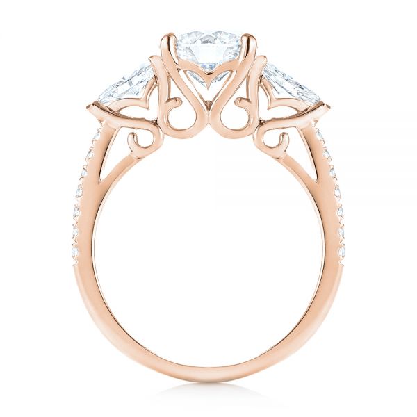 14k Rose Gold 14k Rose Gold Custom Three Stone Diamond Engagement Ring - Front View -  103354